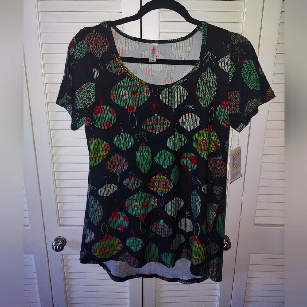 LuLaRoe Classic T Ladies Top, Festive Christmas Ornaments, Size XS, NWT